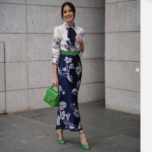 ZARA 2pcs FLORAL PRINTED SATIN EFFECT MIDI SKIRT + blouse set